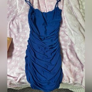 Elegant Blue Ruched Dress